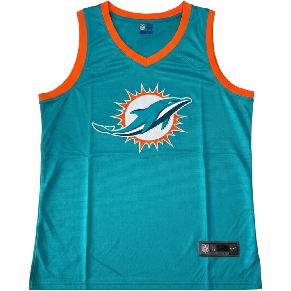 NFL Ultra Game Miami Dolphins Mens XL Teal Jersey Tank Shirt Embroidered NEW